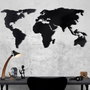 Wallity World Map Silhouette Escultura de pared de metal negra